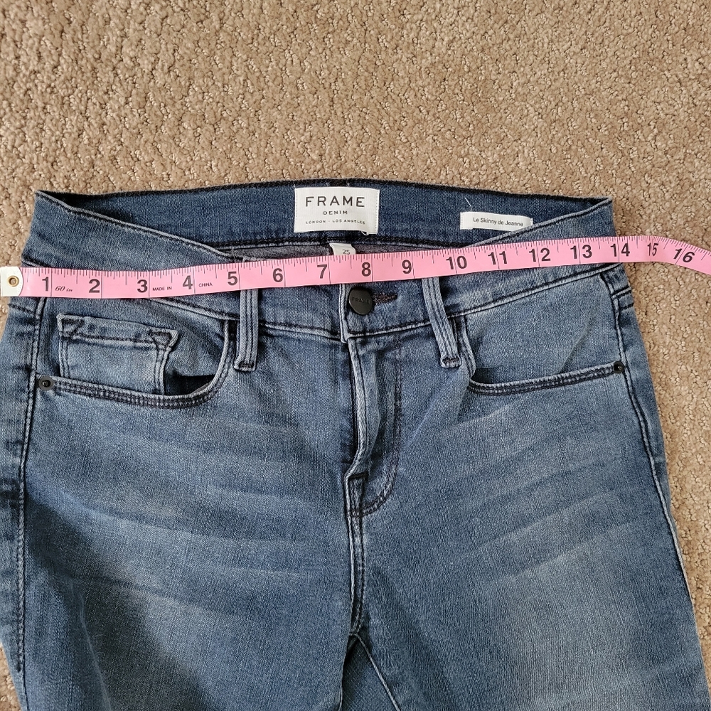 FRAME Le Skinny de Jeanne with Raw Hem in Gifford Blue Jeans Size 25 - Picture 8 of 13